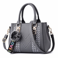 Embroidery Messenger Bags Women Leather Handbags Bags for Women Sac a Main Ladies hair ball Hand Bag