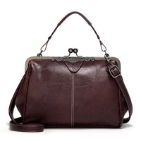 Shoulder Bags Women Retro Frame Purses Girls Crossbody Messenger Bag Small handbags for Phone Party Faux Oil Leather Clip Bag