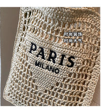 Fashion Straw Shoulder Bags Women Summer Hollow Woven Women's Shoulder Bag Large Capacity Letter Tote Handbag Holiday Beach Bags