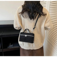 Retro Autumn Winter Matte Crossbody Bag Suede Textured Shoulder Bag Pure Color Box Design Evening Bags Women Handle Bag