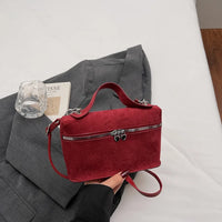 Retro Autumn Winter Matte Crossbody Bag Suede Textured Shoulder Bag Pure Color Box Design Evening Bags Women Handle Bag