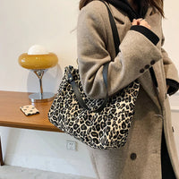 New Fashion Tote Bags Shopping and Travel Canvas Bags Women Popular Handbags Large Capacity Leopard Shoulder Bags