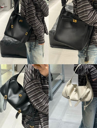 2026 Belt Buckle Tote Bags For Women Cowhide Luxury Designer Hot Hobo Bags INS Fashion Street Rectangular Ring Padlock Handbags